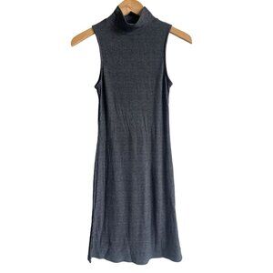 John Galt Charcoal Gray Ribbed Mock Neck Sleeveless Sweater Dress One Size